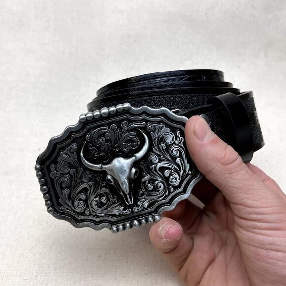 y2k black american western cowboy bull design belt - Picture 3 of 8